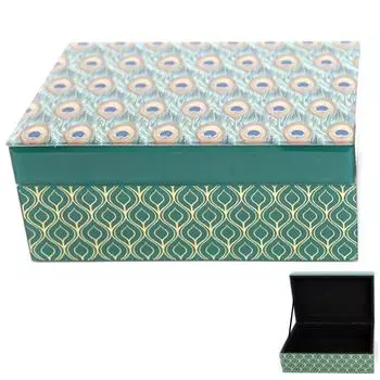 Les Trsors De Lily [R0925] - Зеленая стеклянная шкатулка Peacocks - 20. 5x13x8 см.