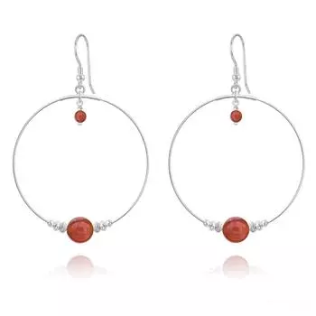 Les Trsors De Lily [R1050] - Серебряные серьги ручной работы «Минералия» серебряно-красный агат - 50 мм 8 мм