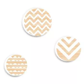 Les Trsors De Lily [R1062] - Трио бежево-белых деревянных крючков Бохо - 8,5 см - 7,5 см и 6,5 см