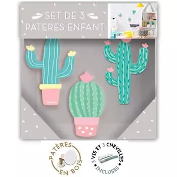 Les Trsors De Lily [R1071] - Трио деревянных крючков зеленого цвета «Кактус» - 9x5. 5 см - 9х5. 5 см и 8х4. 5 см