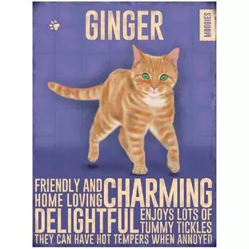 Les Trsors De Lily [R1129] — фиолетово-оранжевый металлический магнит «Кошки» (Chat Roux — Ginger) — 9x6. 5см фиолетовый