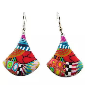 Les Trsors De Lily [R1205] - Разноцветные серьги Colombine & Arlequin ручной работы (веер) - 30x25 мм