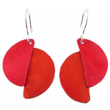Les Trsors De Lily [R1212] — Серьги ручной работы «Aluminirock» оранжево-красного цвета — 3x2. 5 см