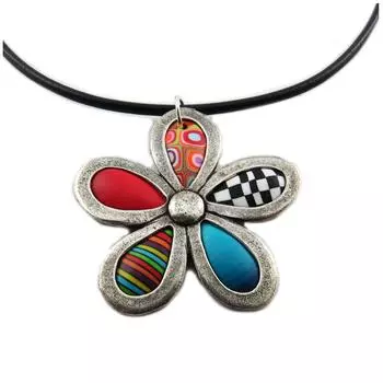 Les Trsors De Lily [R1277] - Колье ручной работы Columbine & Arlequin из серебра разноцветного (цветок) - 42 см - 5,4 см