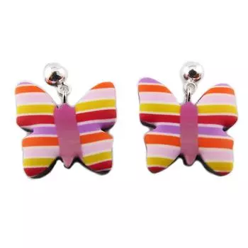 Les Trsors De Lily [R1332] - Серьги ручной работы «Коломбина и Арлекин» фиолетово-оранжевые (бабочки) - 17х13 мм