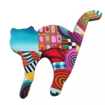 Les Trsors De Lily [R1336] - Брошь Craft Columbine & Harlequin разноцветная (кошка) - 70x48 мм