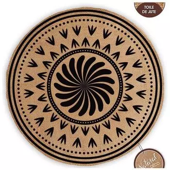 Les Trsors De Lily [R1410] - Салфетка из мешковины Mandala бежево-черная - 38 см