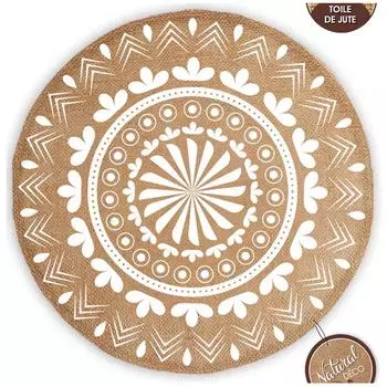 Les Trsors De Lily [R1411] - Салфетка из мешковины Mandala бежевый белый - 38 см