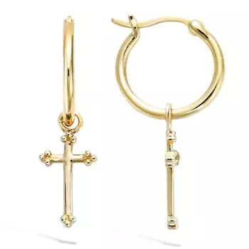 Les Trsors De Lily [R1552] - Позолоченные обручи «крест» - 15 мм - 14x8 мм