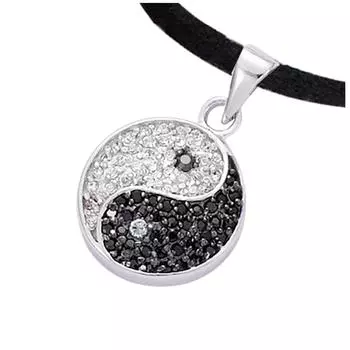 Les Trsors De Lily [R1666] - Серебряный кулон Инь-Ян Черное белое серебро (родий) - 15мм