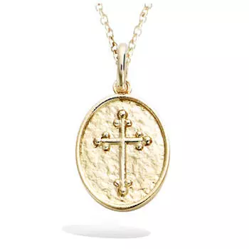 Les Trsors De Lily [R1698] - Позолоченный кулон Крест - 14x12 мм