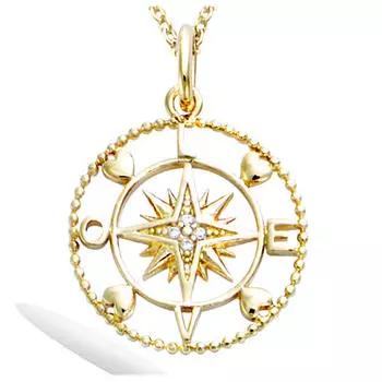 Les Trsors De Lily [R1703] - Позолоченный кулон Compass Love золотисто-белый - 18 мм