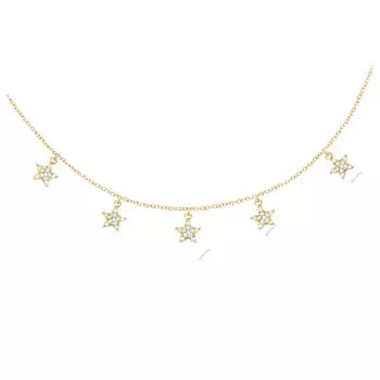 Les Trsors De Lily [R1739] - Позолоченное колье-чокер «Звезда родилась», белое золото - 7 мм