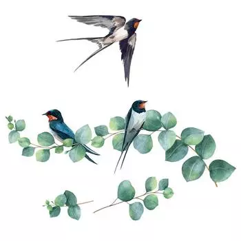 Les Trsors De Lily [R1813] - Лист для наклеек Ласточки серо-зеленый - 20x70 см