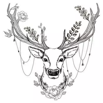 Les Trsors De Lily [R1820] - Лист наклеек Олень черный - 50x70 см