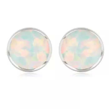 Les Trsors De Lily [R1939] - Серебряные серьги «Опаловая богиня» серебристо-белого цвета (родий) - 9 мм
