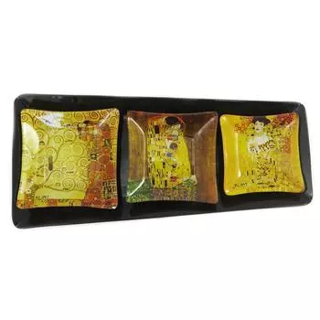 Les Trsors De Lily [R2003] - Поднос для чашек из желто-коричневого стекла Gustav Klimt - 29. 5x13x4см