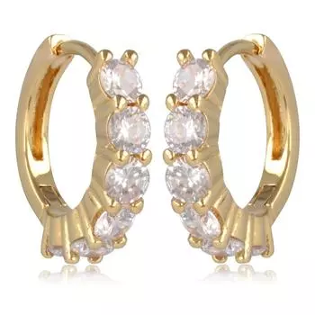 Les Trsors De Lily [R2037] - Позолоченные серьги-кольца «Sissi», белое золото - 10x3 мм