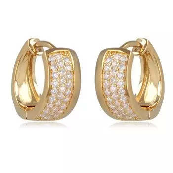 Les Trsors De Lily [R2045] - Gold Plated Hoop Earrings Sissi white gold - 15x8 mm