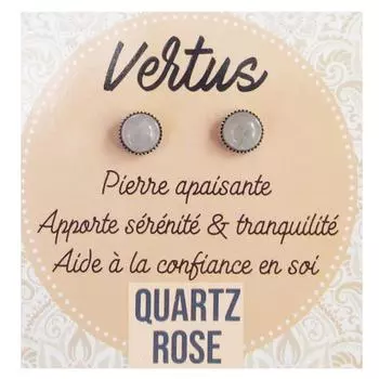 Les Trsors De Lily [R2131] – серьги «Минералия» с розовым кварцем – 6 мм