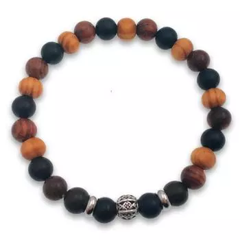 Les Trsors De Lily [R2140] - Дизайнерский браслет Mineralia оникс-эбеновое дерево-кассия-палисандр - 8 мм