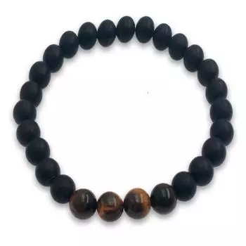 Les Trsors De Lily [R2143] - Дизайнерский браслет Mineralia тигровый глаз - оникс - 8 мм