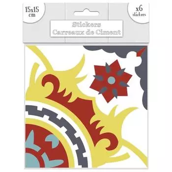Les Trsors De Lily [R2196] - Набор из 6 разноцветных наклеек Цементная плитка - 15x15 см