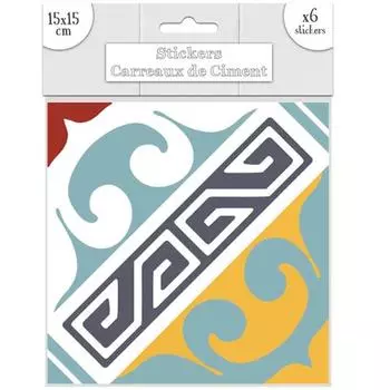 Les Trsors De Lily [R2204] - Набор из 6 разноцветных наклеек Цементная плитка - 15x15 см синий