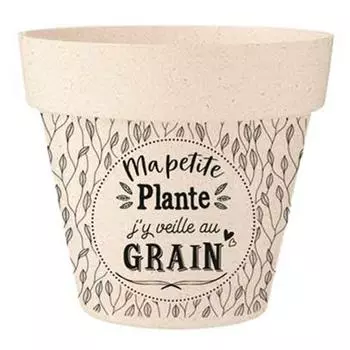 Les Trsors De Lily [R2224] - Бамбуковый вазон Messages бежевый черный (Мой маленький цветок, я слежу за ним в Зерне) - 22x21см