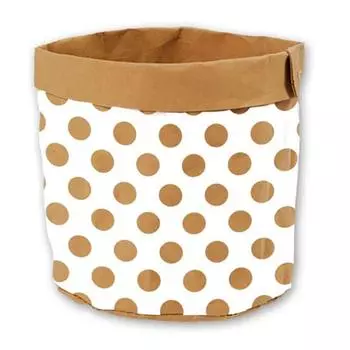 Les Trsors De Lily [R2242] - Бумажный вазон Dots коричнево-белый - 14x13 см