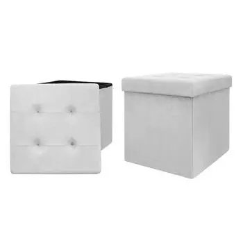 Les Trsors De Lily [R2388] - Светло-серый сундук для хранения Бохо (замша) - 38x38x38см