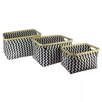 Les Trsors De Lily [R2472] - Набор из 3 черно-белых плетеных корзин Бохо - 42x33x26. 5 см чёрный