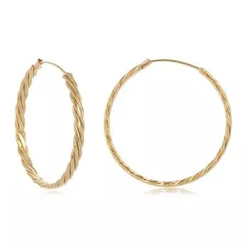 Les Trsors De Lily [R2651] - Позолоченные серьги-кольца Torsades - 40 мм 3 мм