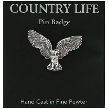 Les Trsors De Lily [R2821] — Антикварная серебряная оловянная брошь «Деревенская жизнь» (сова) - 35x25 мм