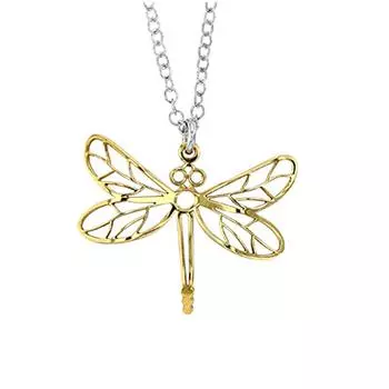 Les Trsors De Lily [R2837] - серебряное колье ручной работы Libellule серебро-золото (родий) - 23x19 мм