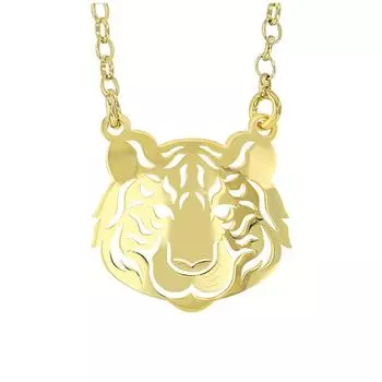 Les Trsors De Lily [R2851] - Collier Argent artisanal Jungle dor - 19x18 mm (tigre)
