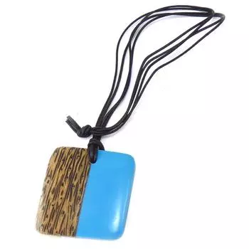 Les Trsors De Lily [R3225] - Коричнево-синее колье из смолы Kilimanjaro - 80 см - 65x65 мм