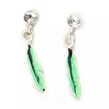 Les Trsors De Lily [R3314] - Серебристые серьги «Шайенны» серебристо-зеленого цвета - 20x3 мм