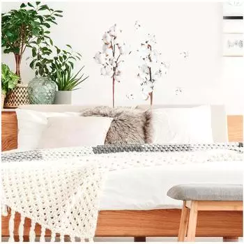 Les Trsors De Lily [R3377] - Лист наклеек Цветы хлопка белый - 20x70 см