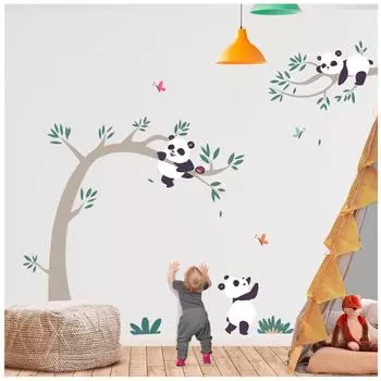 Les Trsors De Lily [R3455] - Гигантская наклейка Панды серо-зеленая - 268x142 см серый