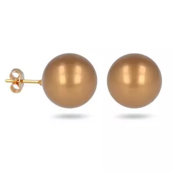 Les Trsors De Lily [R3472] - Позолоченные серьги Perla бронза - 14 мм