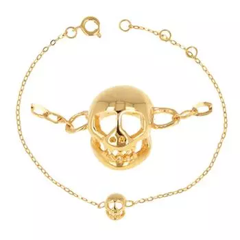 Les Trsors De Lily [R3517] - Позолоченный браслет Tte de Mort золотой - 8x6 мм
