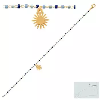 Les Trsors De Lily [R3545] - Ножной браслет с позолотой Soleil синее золото - 25 см 9 мм