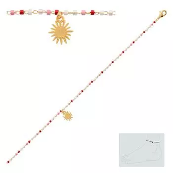 Les Trsors De Lily [R3546] - Ножной браслет с позолотой Soleil из розового золота - 25 см 9 мм