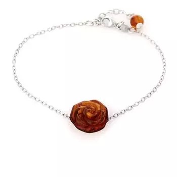 Les Trsors De Lily [R3692] - Серебряный браслет Вдохновение коньячный янтарь (родий) - 15мм (розовый)