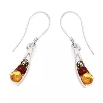 Les Trsors De Lily [R3703] - Серебряные серьги Вдохновение Янтарь 3 тона (родий) - 20x7мм