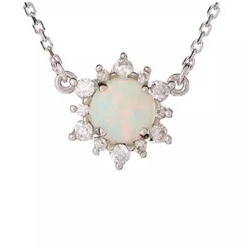 Les Trsors De Lily [R3712] - Серебряное колье ручной работы «Богиня опала» Серебристо-белый (родий) - 7 мм