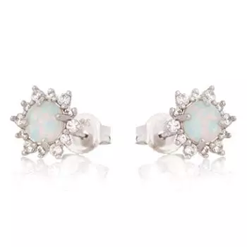 Les Trsors De Lily [R3714] - Серебряные серьги ручной работы «Опаловая богиня» серебристо-белого цвета (родий) - 7 мм