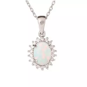 Les Trsors De Lily [R3715] - Серебряный кулон ручной работы «Богиня опал» белое серебро (родий) - 11x9 мм