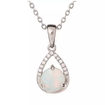 Les Trsors De Lily [R3717] - Серебряный кулон ручной работы «Богиня опал» белое серебро (родий) - 10x8мм